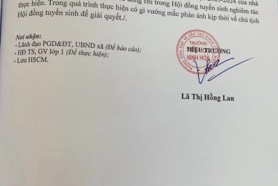 Thông báo kế hoạch tổ chức tuyển sinh học sinh lớp 1 năm học 2023-2024